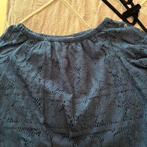Loft Blue Lace Off the Shoulder Dress, Size L